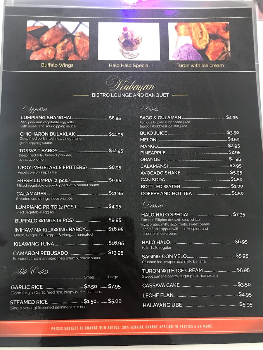 Menu Kabayan Bistro Lounge And Banquet-8